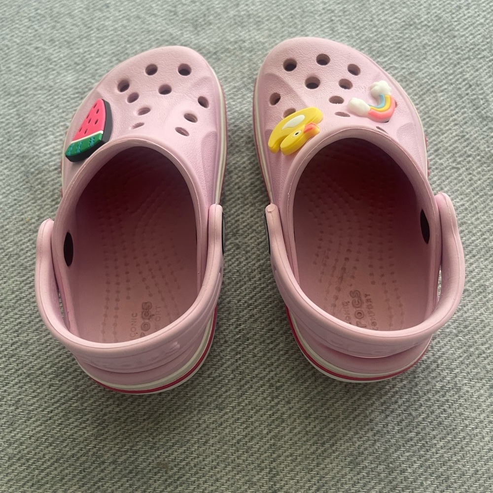 CROCS Kids Size 6C Light Pink Clogs with Fun Charms - Picture 5 of 13
